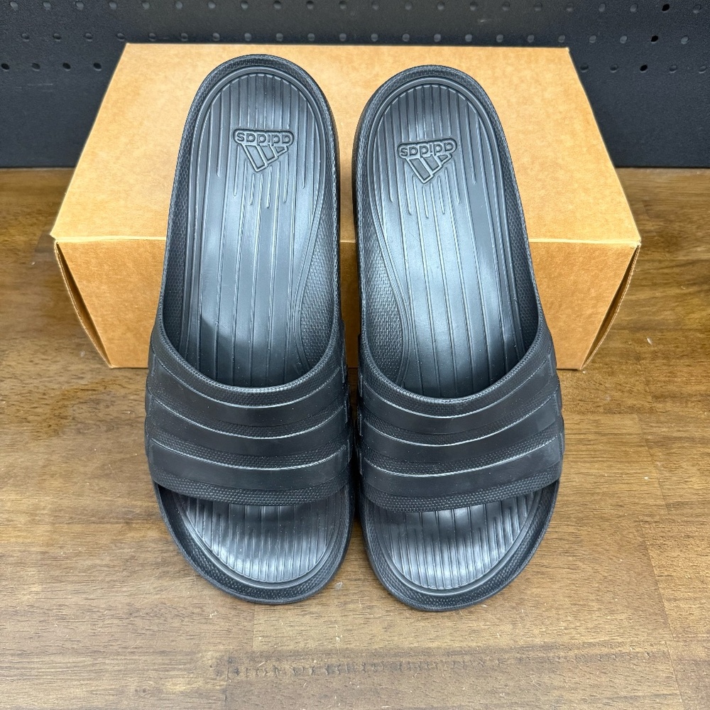 <Used W/O Box! Men's Adidas Adilette Black Water Summer Sandals Slides Size 12
